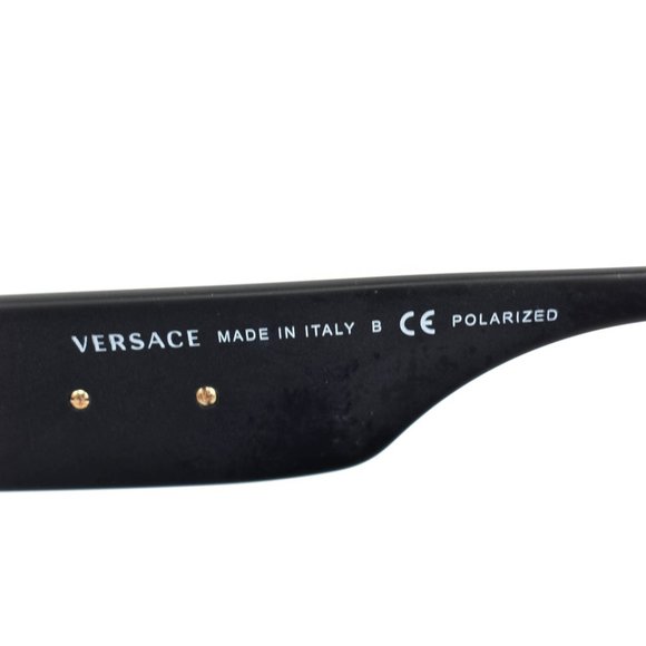 VERSACE: Matte Black, "Medusa" Logo Mirrored, Polarized Sunglasses (po) - Picture 9 of 11